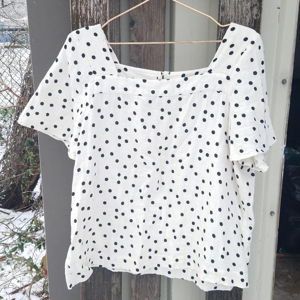 Madewell Cotton Gauze Polka Dot Blouse